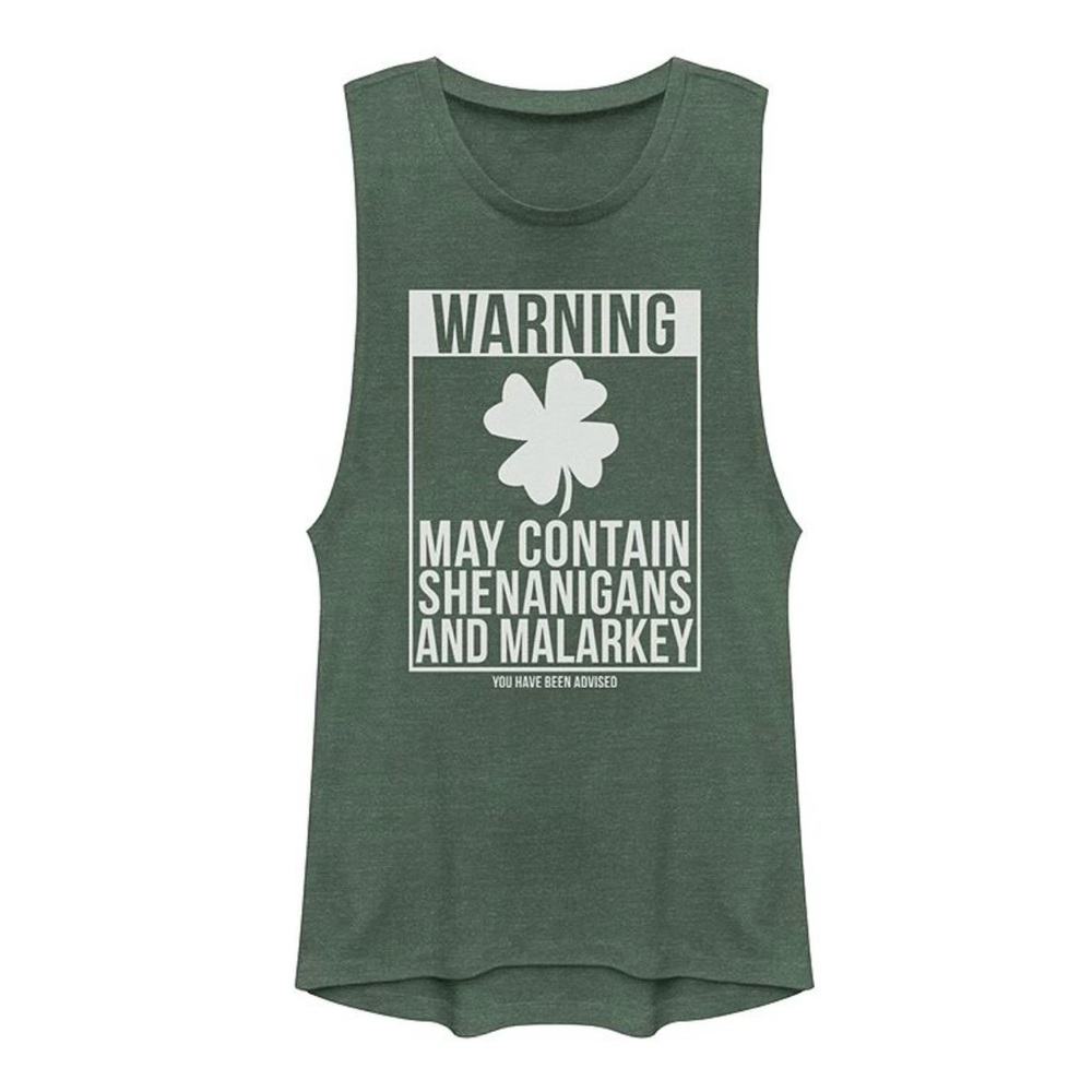 Fifth Sun Clover Advisory St Patrick's Day Muscle Tank Top Green Juniors Size M - Picture 1 of 5
